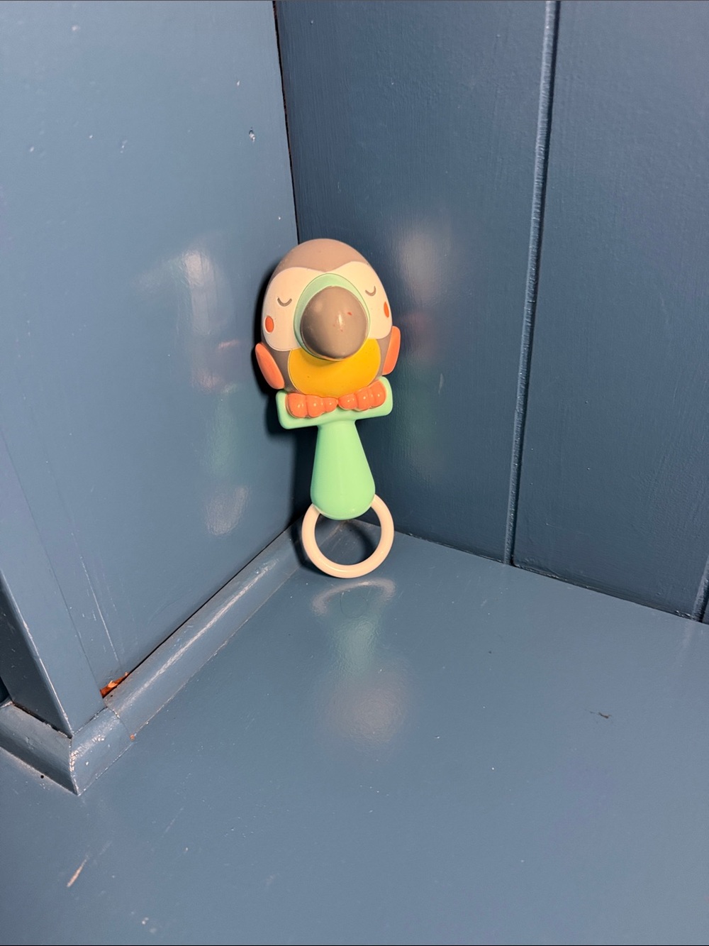 Skip Hop Parrot Rattle in Mint, Orange & Yellow
